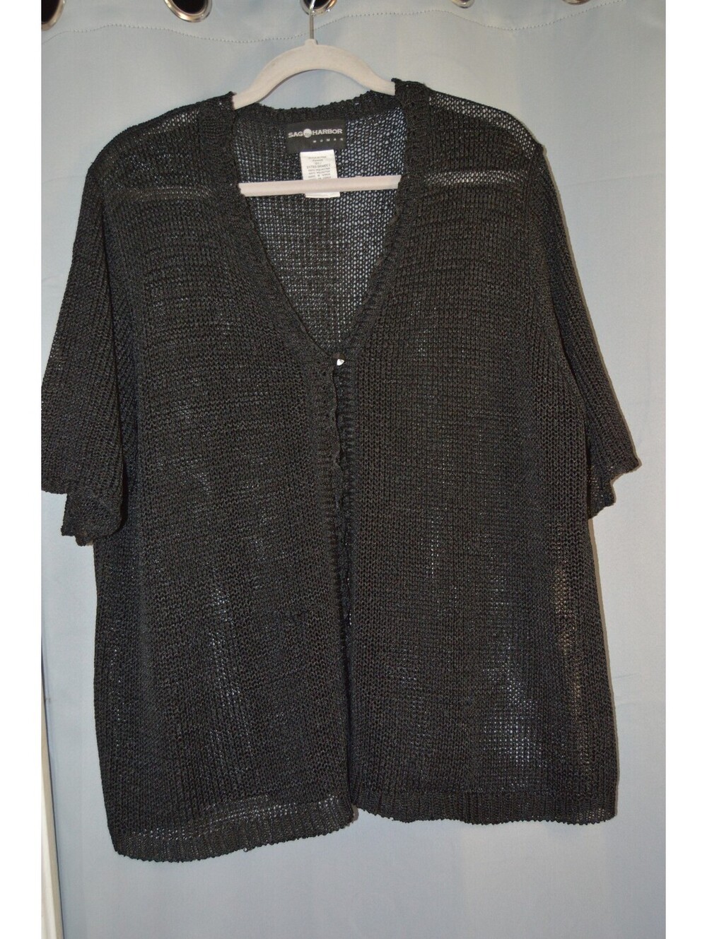 Sag Harbor Woman black open knit cardigan, 2X
